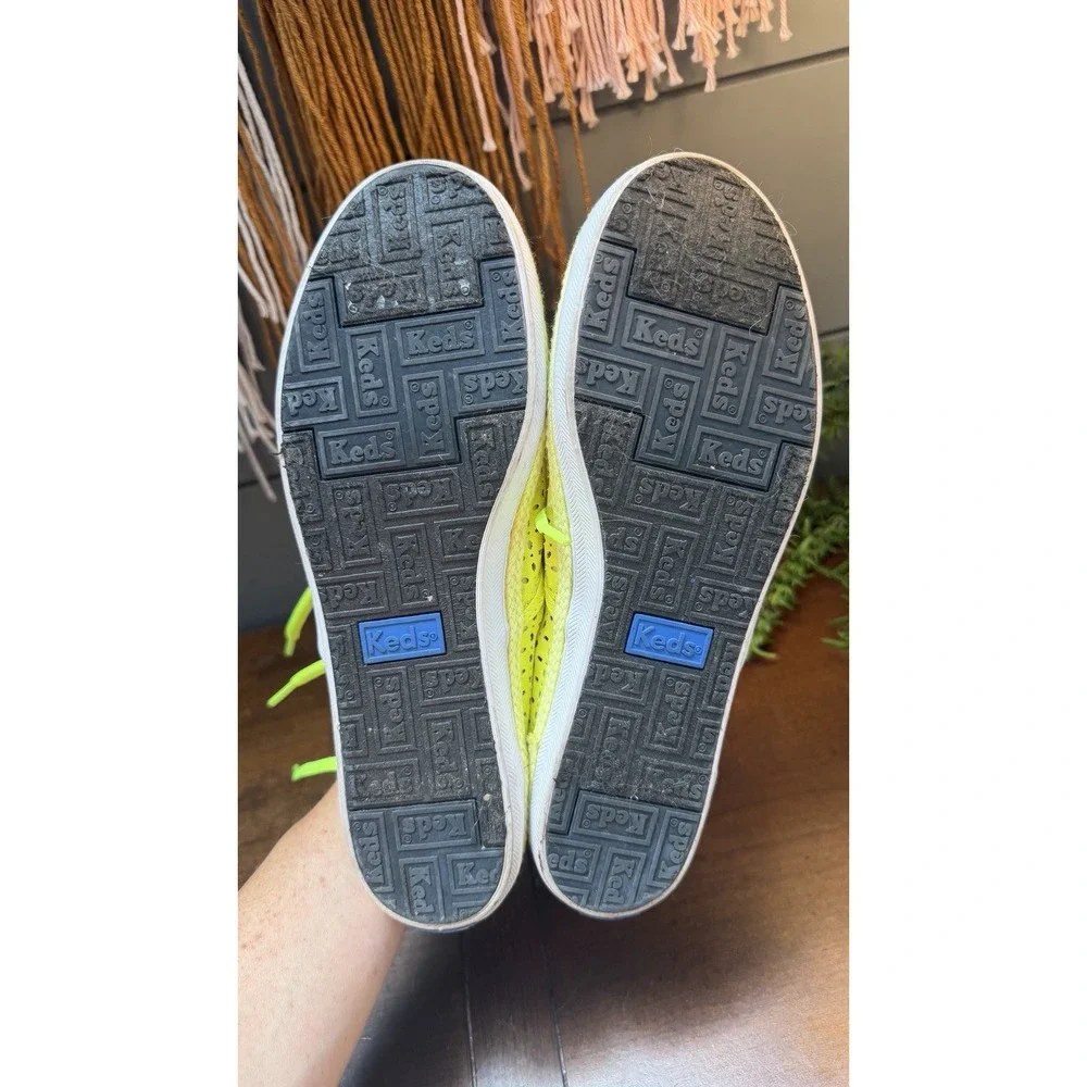 Vtg New Neon Yellow Keds Womens Breezie Canvas Lace Up Sneakers Size 7.5